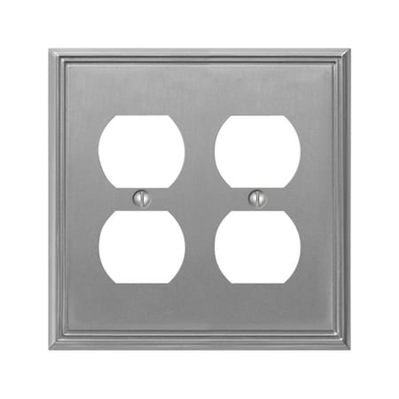 Amerelle Amerelle Metro Brushed Nickel 2 gang Die-Cast Metal Duplex Wall Plate 1 pk 77DDBN